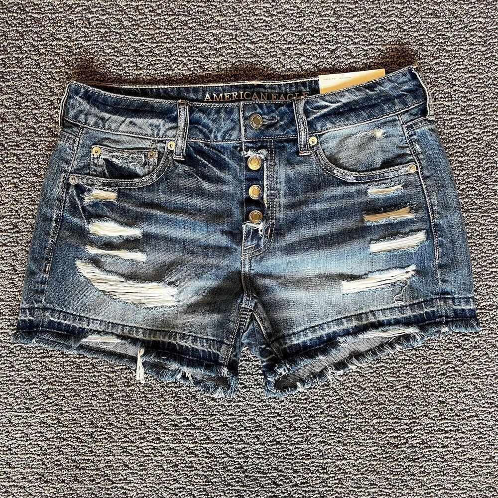 American Eagle High Waist Distressed Denim Shorts